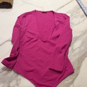 Women's Free People Magenta V-Neck Body Suit- XS